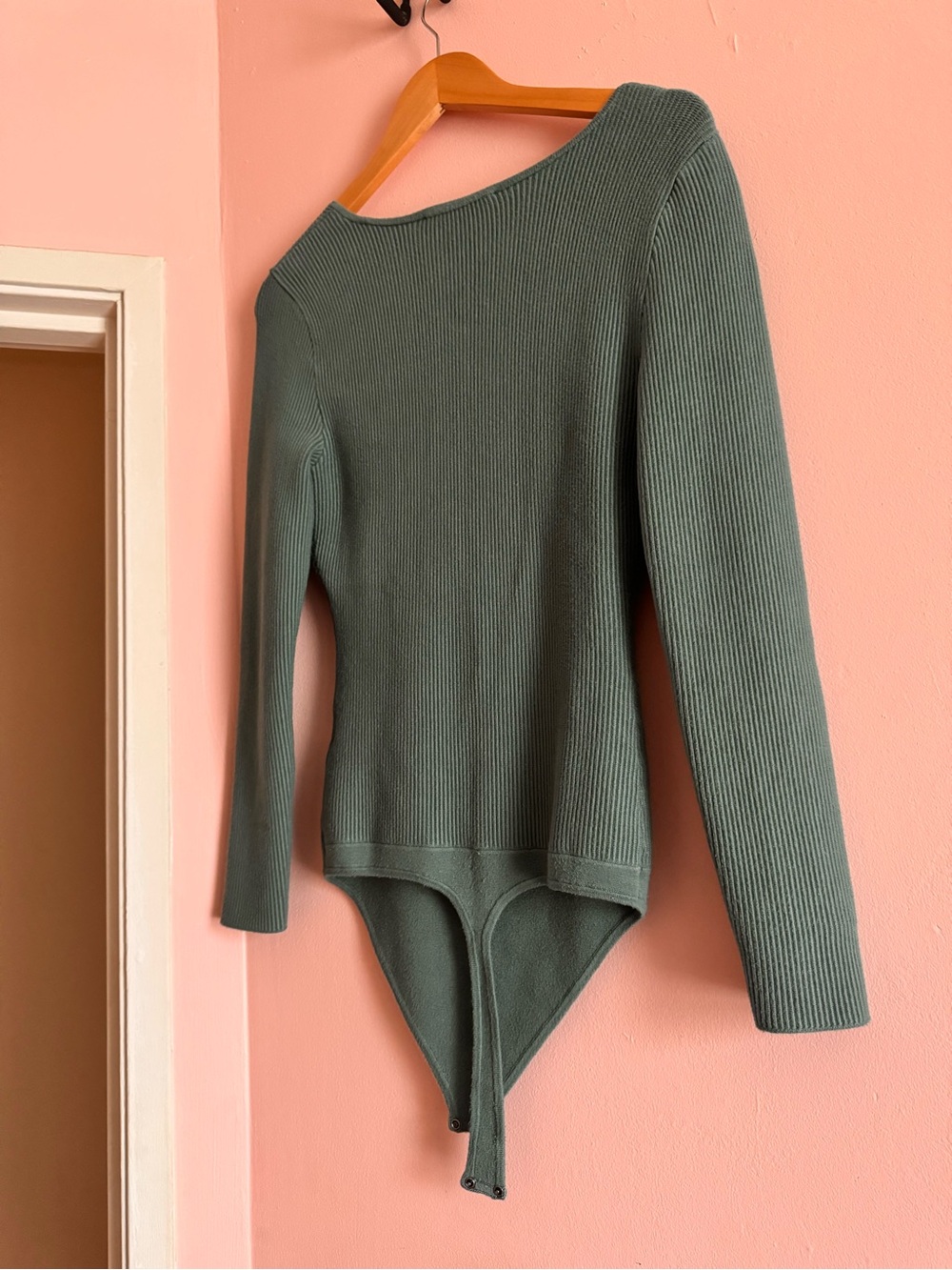 Abercrombie & Fitch Teal Ribbed Square-Neck Long Sleeve Bodysuit - Picture 4 of 4